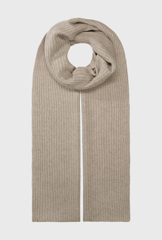 Beige Ribbed Cashmere Scarf
