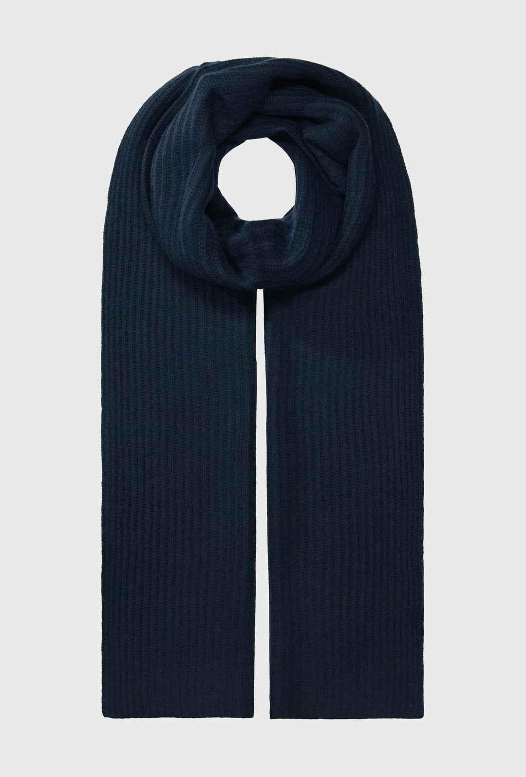 Navy Ribbed Cashmere Scarf