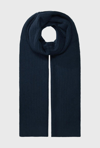 Navy Ribbed Cashmere Scarf
