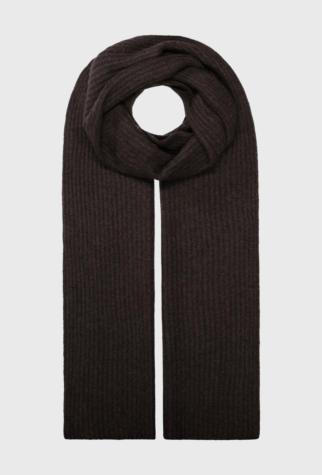 Brown Ribbed Cashmere Scarf