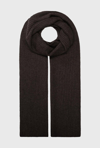 Brown Ribbed Cashmere Scarf