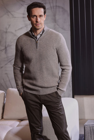 Grey Marl Jumper with a Short Zip