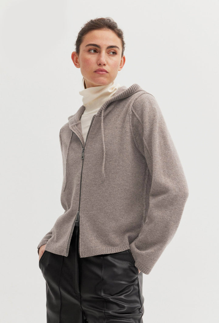 Strickjacke mit Kapuze und Reißverschluss