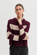Gestreifter Pullover in Bordeaux und Ecru