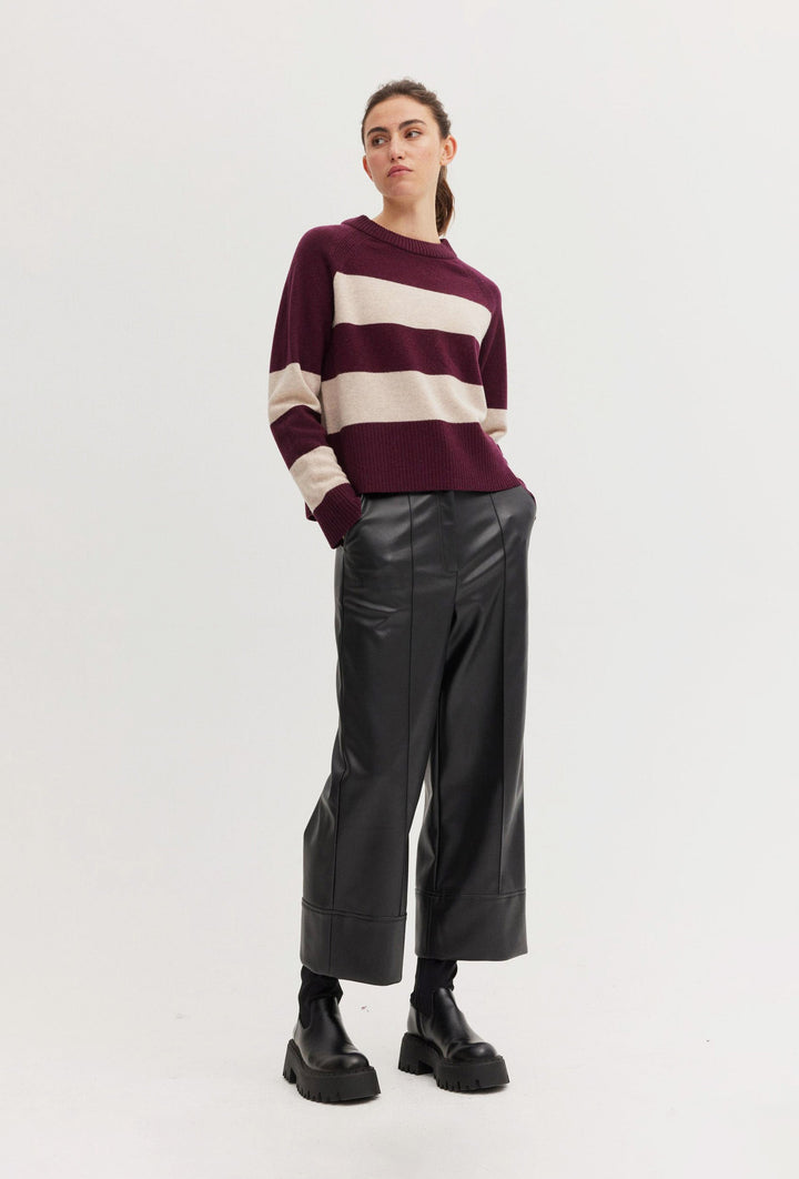 Gestreifter Pullover in Bordeaux und Ecru