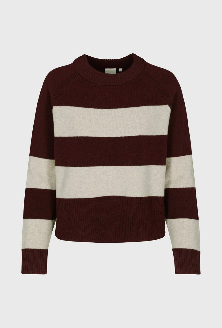 Gestreifter Pullover in Bordeaux und Ecru