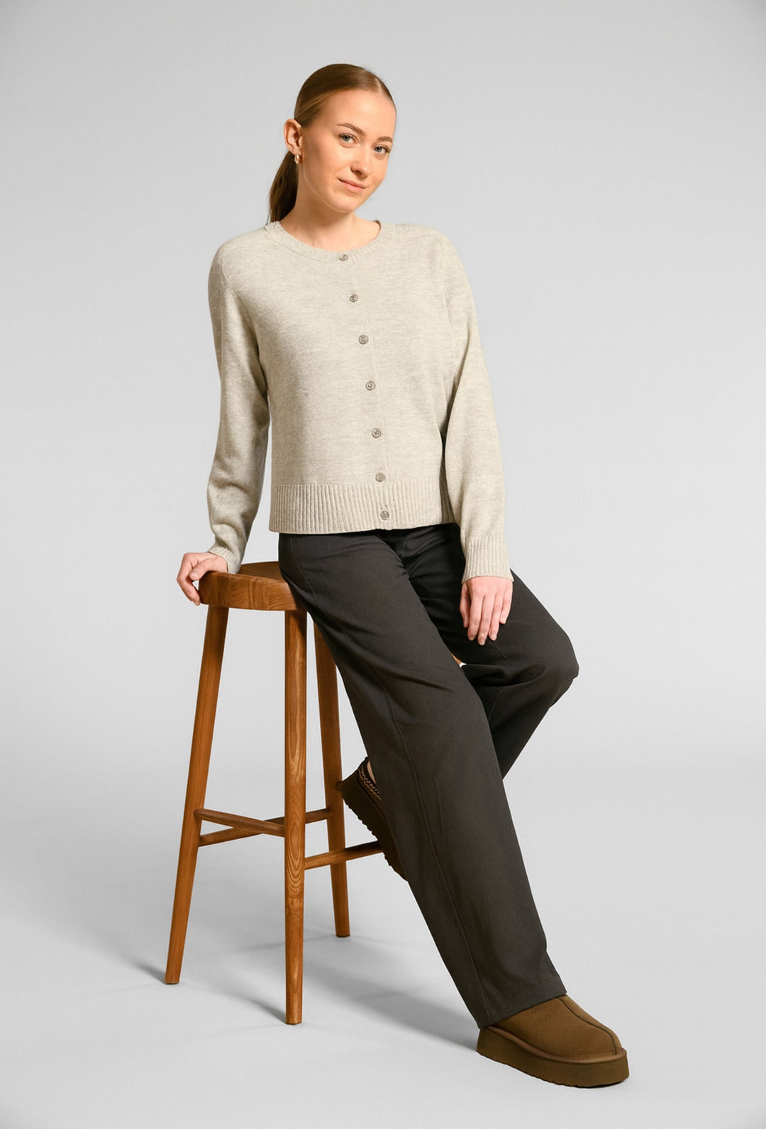 Button-Through Cardigan in Grey
