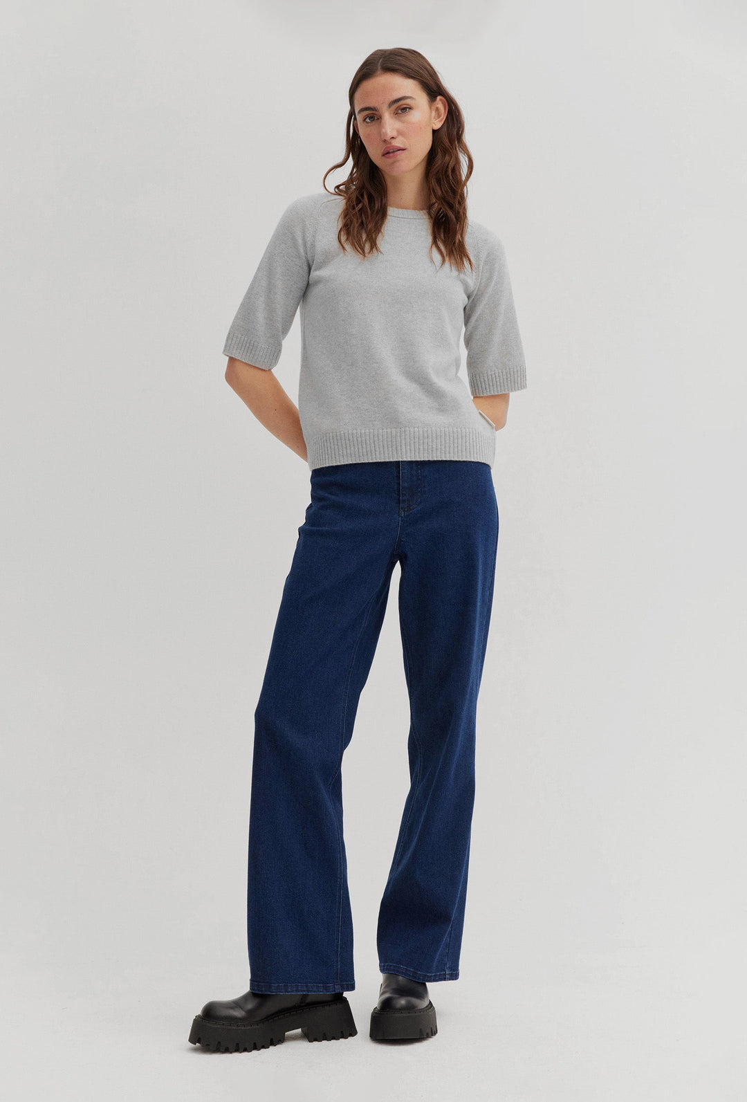 Grey Short-Sleeve Jumper