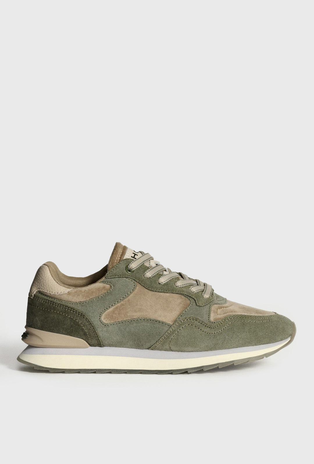 Weiß-graue Sneaker mit blauem Akzent