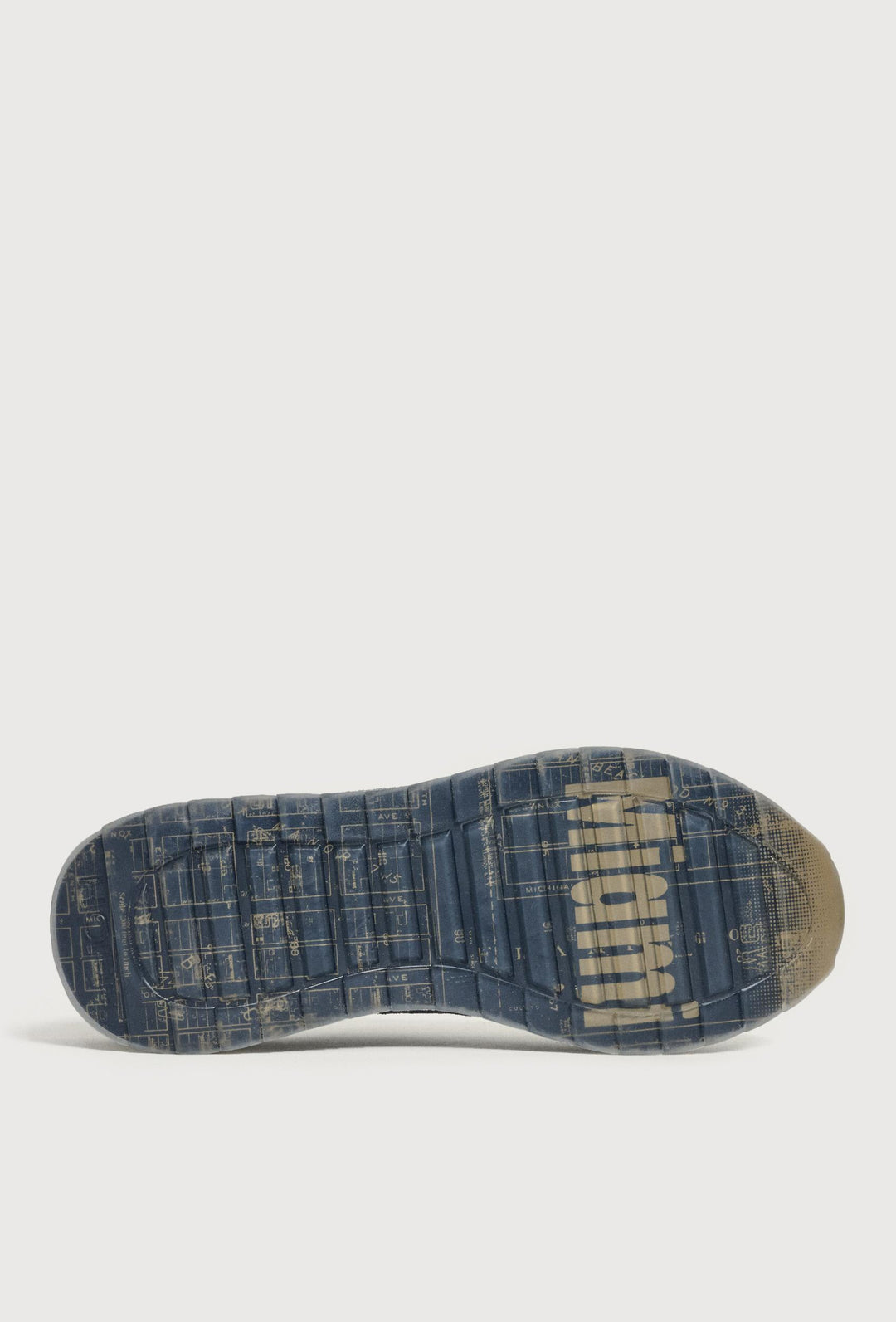 Blau-graue Sneaker mit beigen Einsätzen
