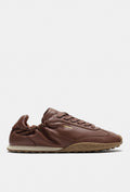 Braune Leder-Sneaker mit Kontrastsohle