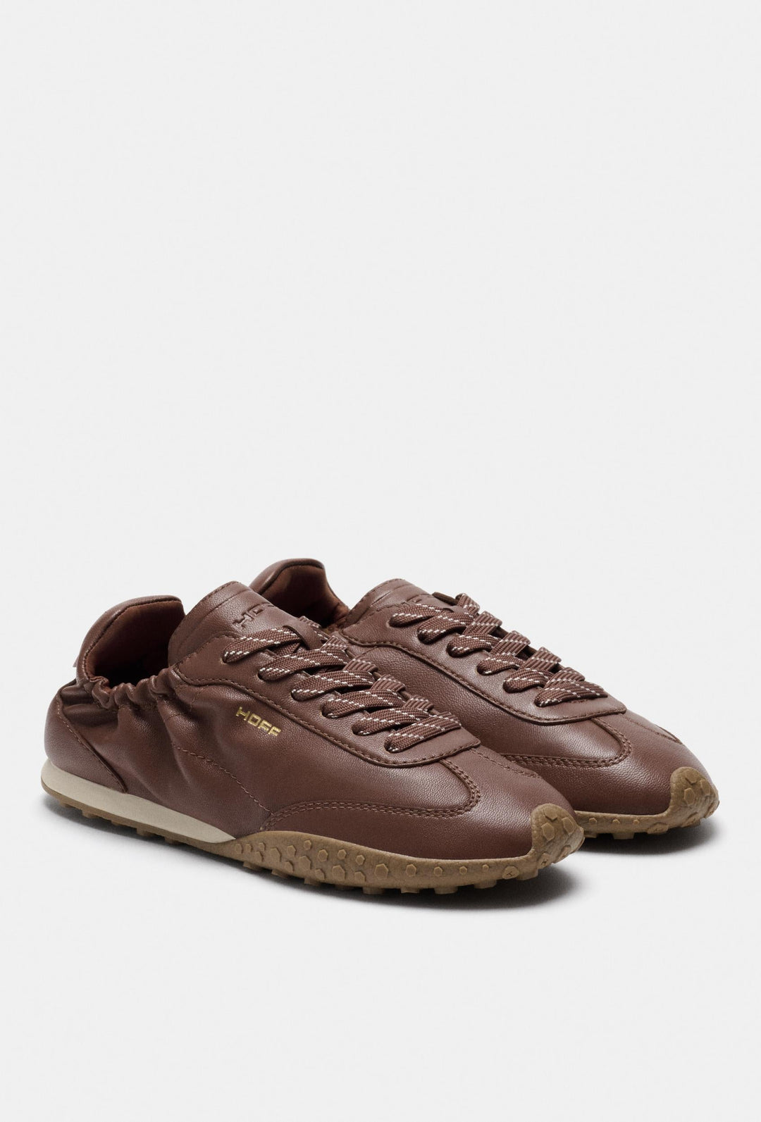 Braune Leder-Sneaker mit Kontrastsohle