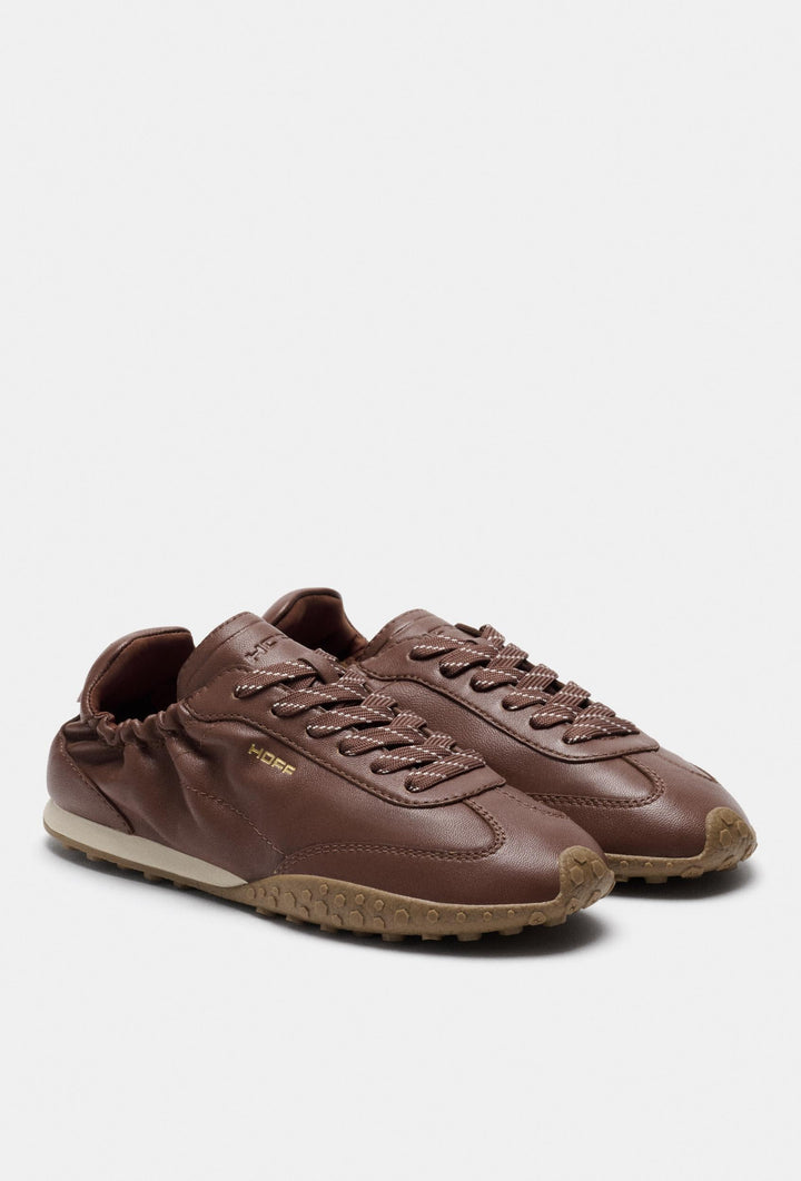 Braune Leder-Sneaker mit Kontrastsohle