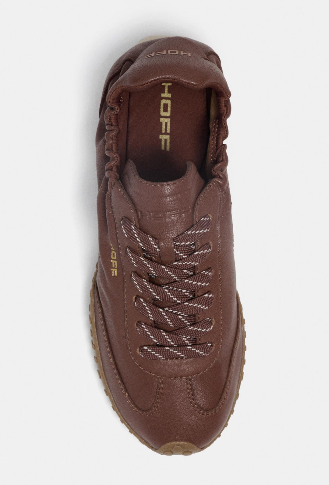 Braune Leder-Sneaker mit Kontrastsohle