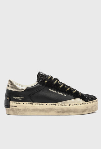 Crime London Leather Sneakers with Glitter and Gold