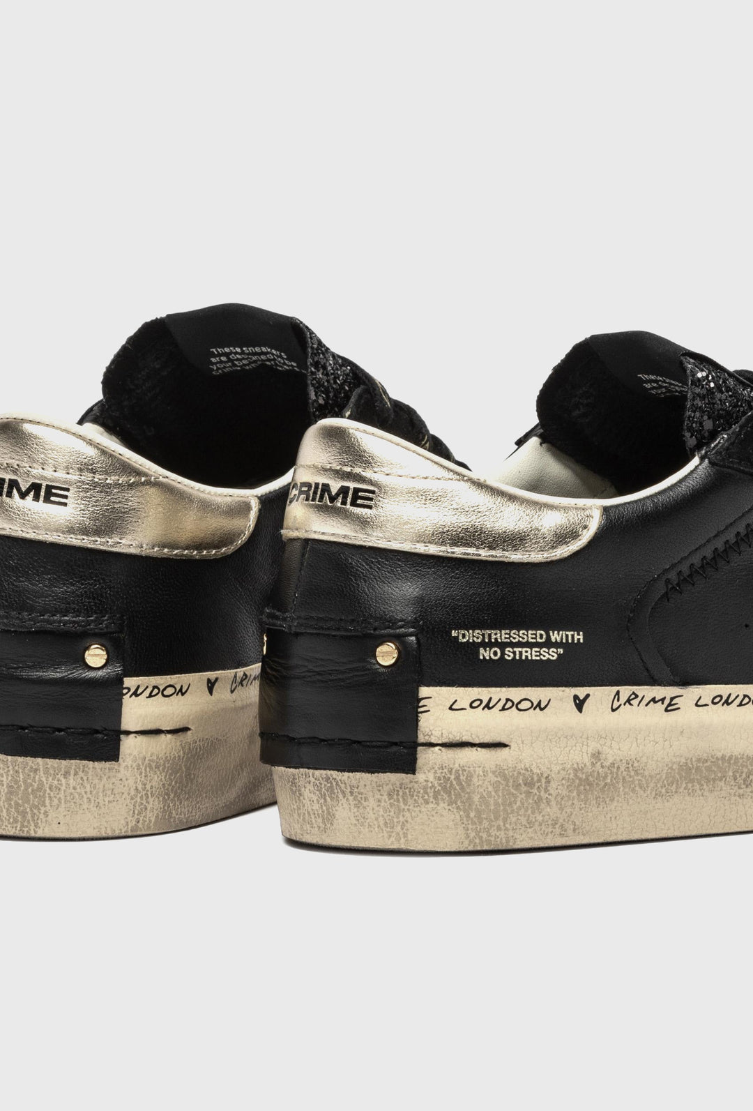 Crime London Leather Sneakers with Glitter and Gold