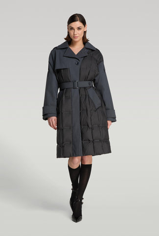 Quilted Jacket with a Belt and Wide Collar