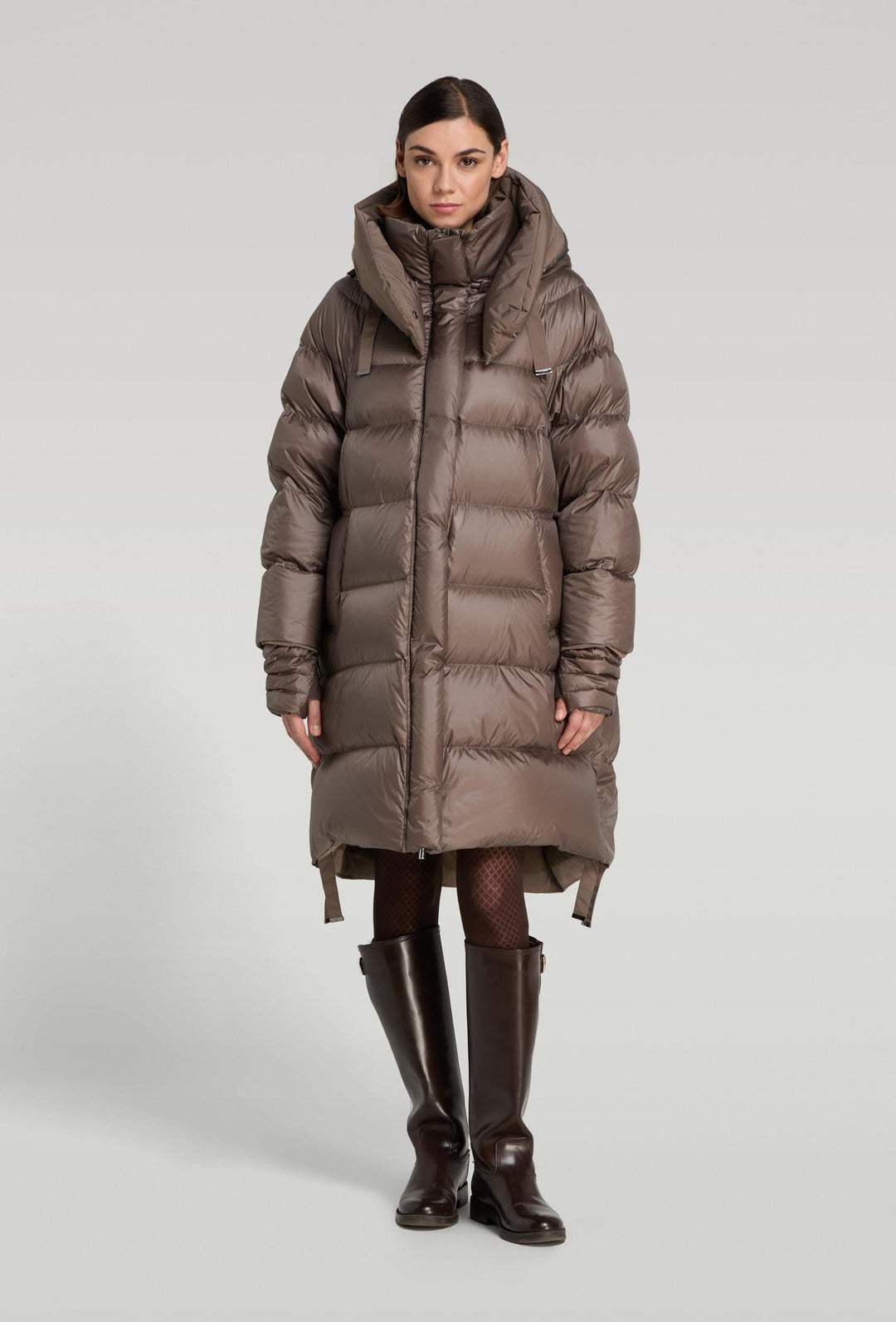 Long Quilted Jacket with a Generous Hood