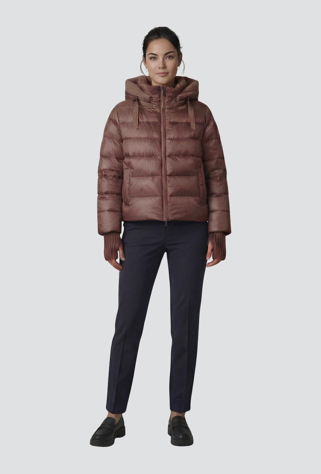 Short Quilted Jacket with a Hood and Pockets
