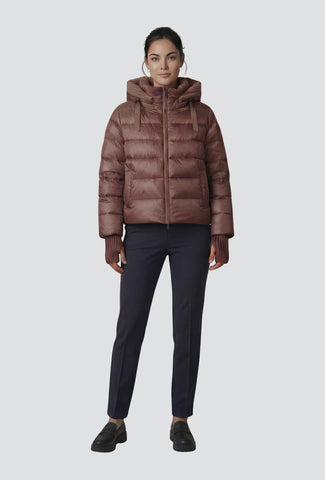 Short Quilted Jacket with a Hood and Pockets