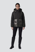 Black Hybrid Jacket with a Quilted Lower Section