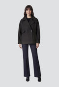 Black Short Double-Breasted Jacket with Lapels