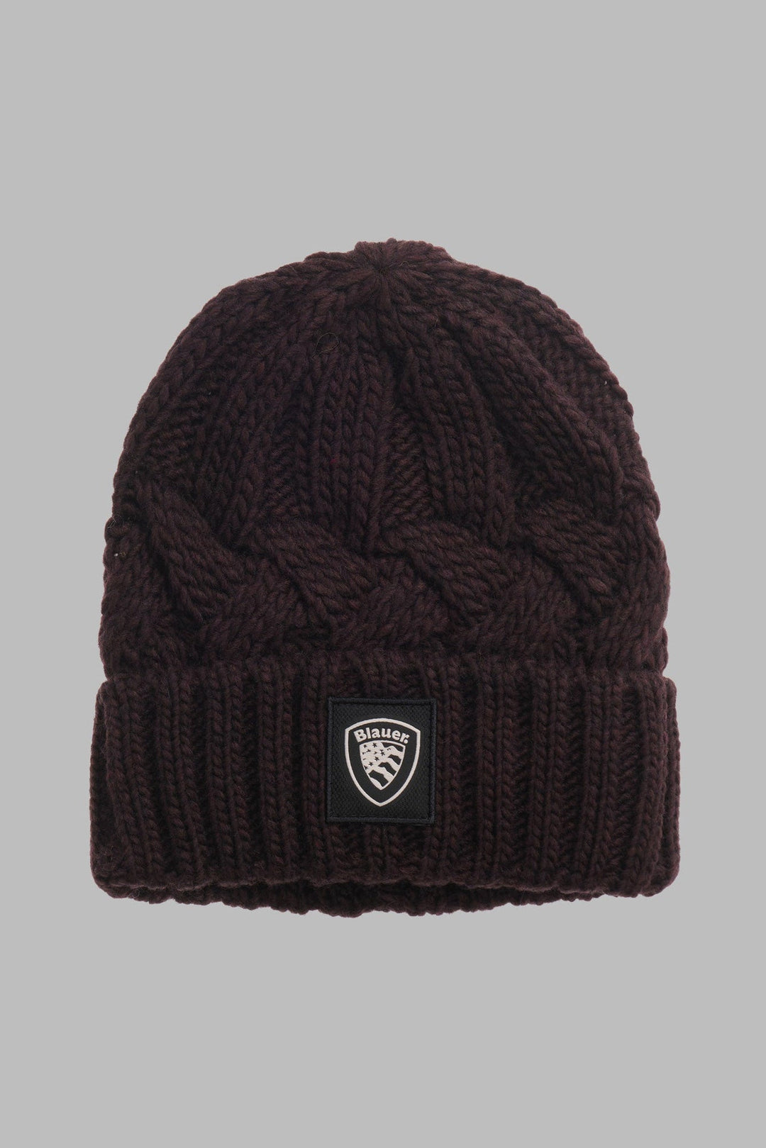 Blauer Burgundy Knitted Beanie with Logo Patch