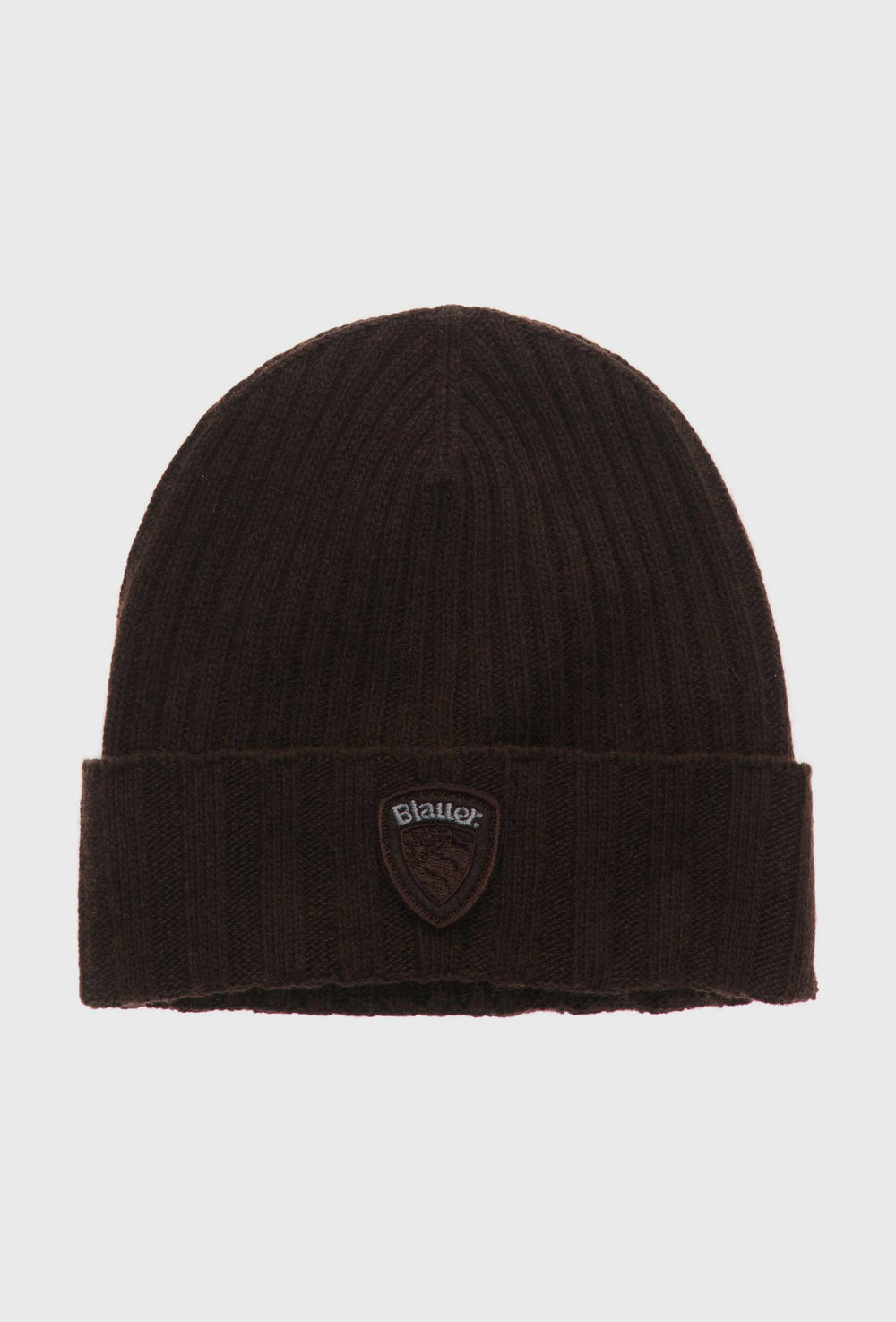 Brown Knitted Hat with a Turned-Up Cuff