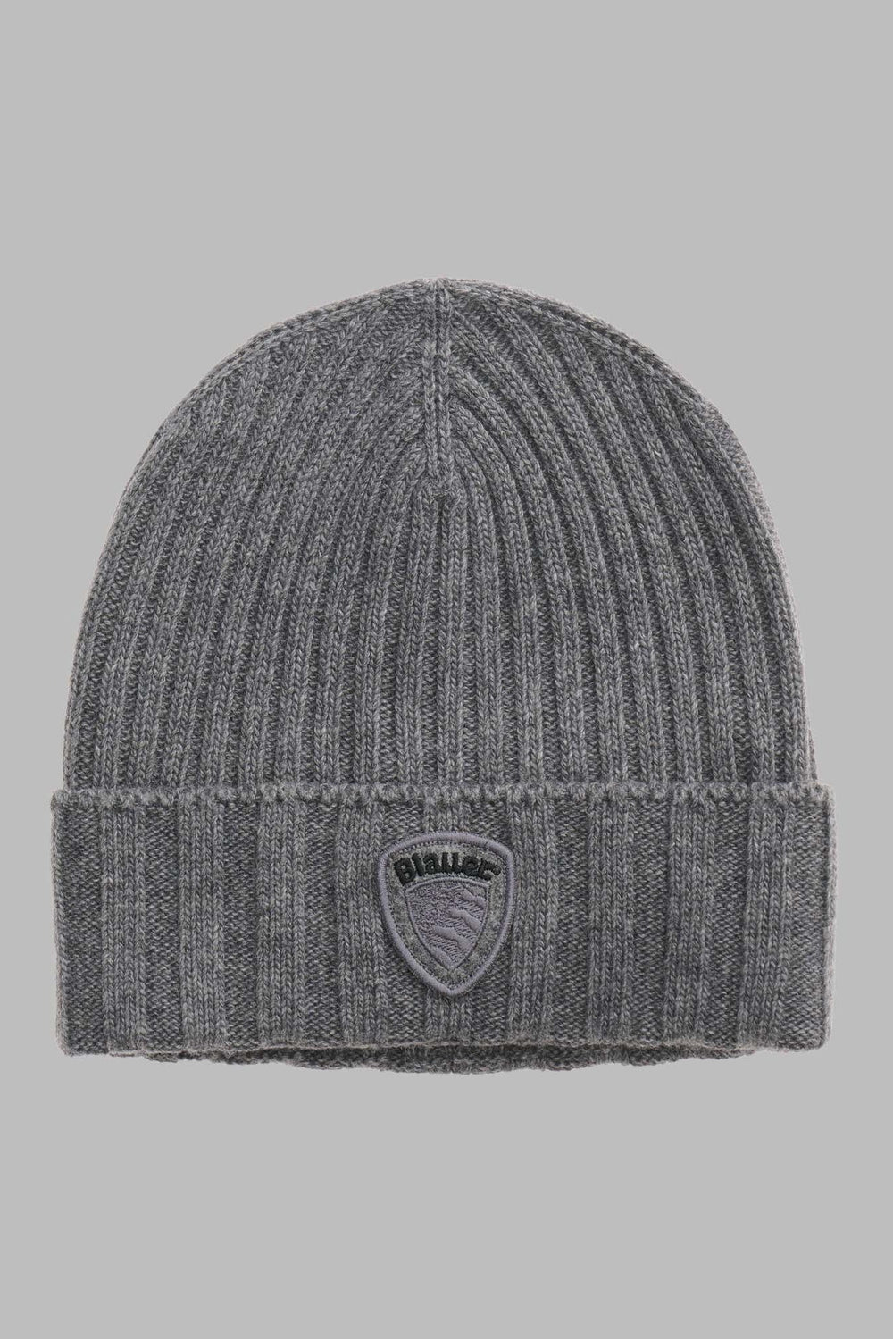 Blauer Grey Ribbed Beanie with Logo Patch