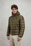 Blauer Khaki Quilted Hooded Jacket