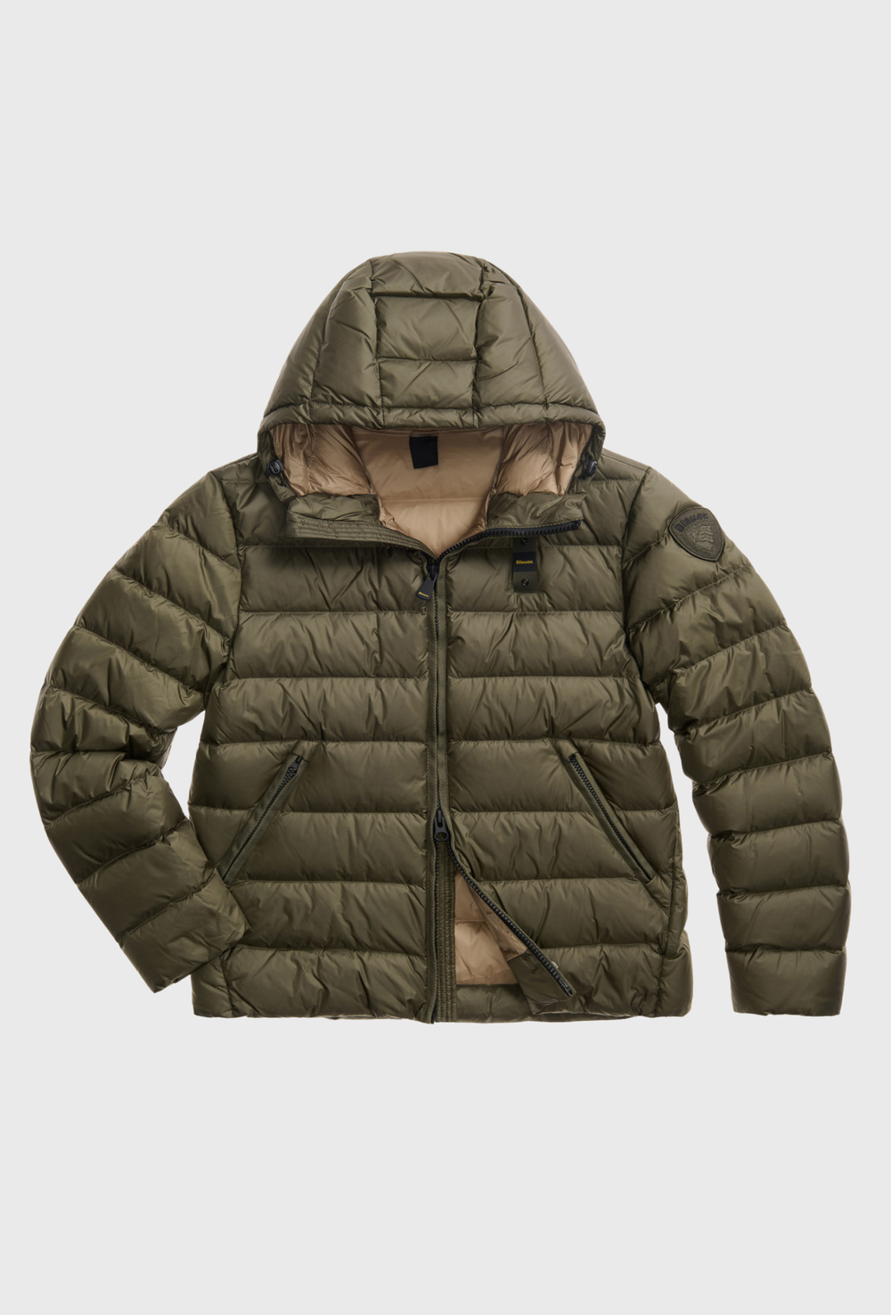 Blauer Khaki Quilted Hooded Jacket
