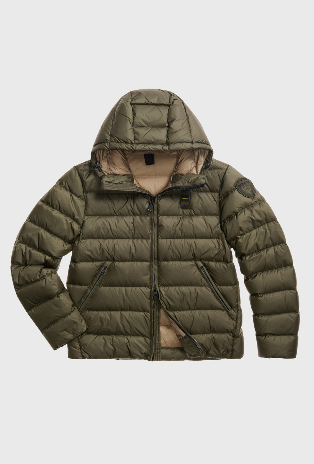 Blauer Khaki Quilted Hooded Jacket