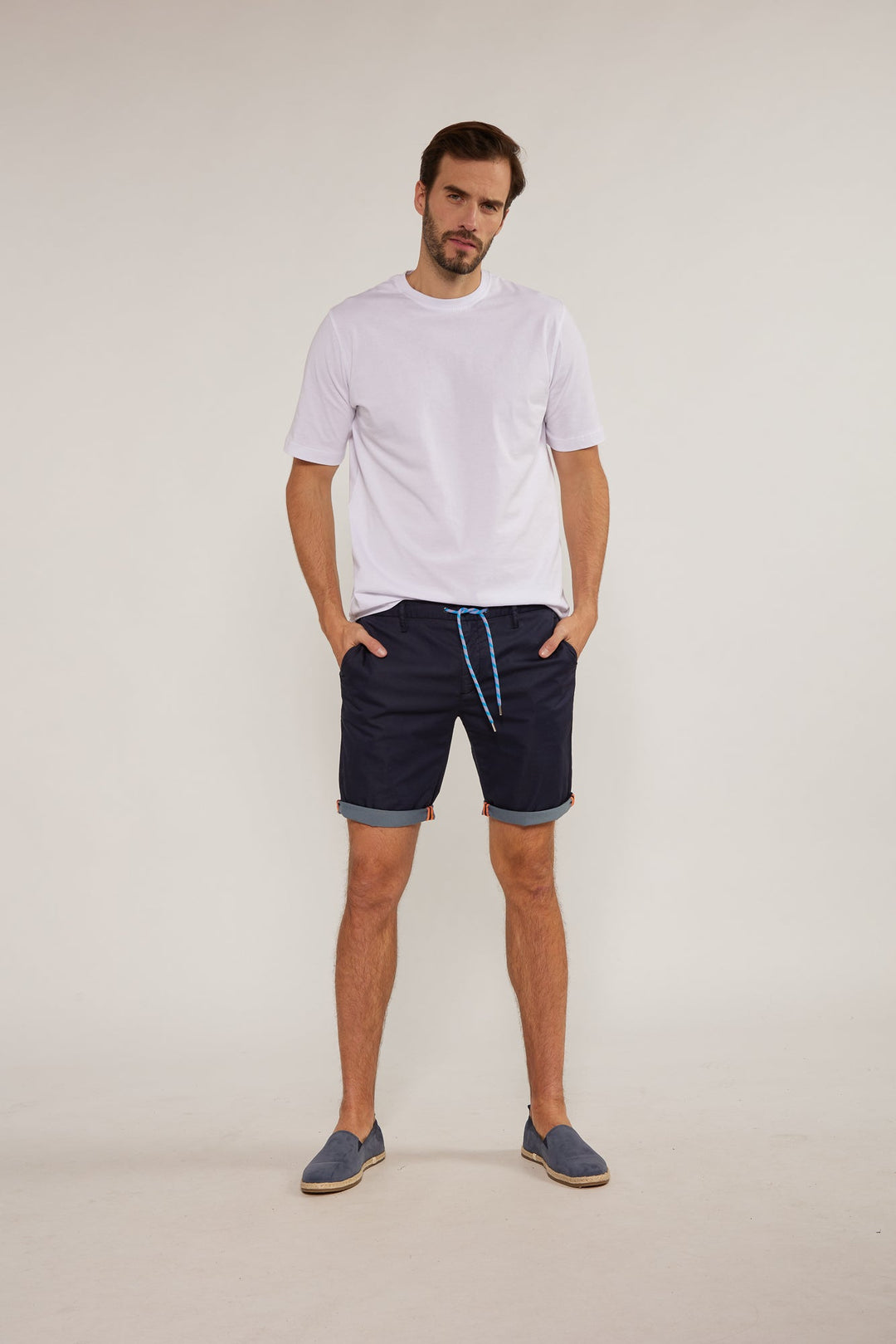 Cotton Shorts with Contrast Details