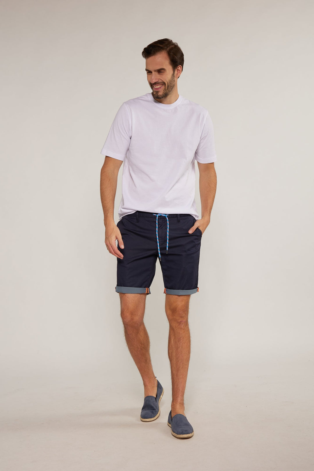 Cotton Shorts with Contrast Details