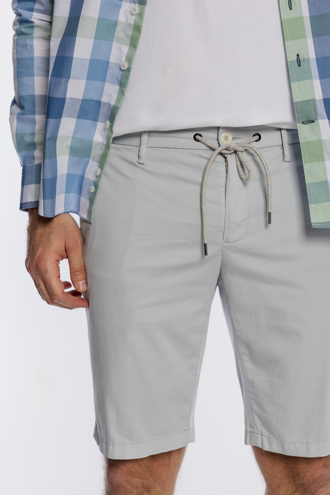 Alberto Men's Light Grey Bermuda Shorts with Adjustable Drawcord