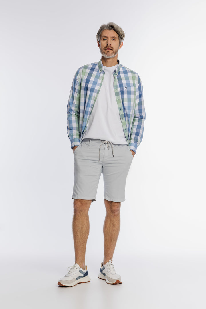 Alberto Men's Light Grey Bermuda Shorts with Adjustable Drawcord