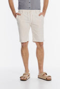 Alberto Beige Linen Bermuda Shorts with Drawstring