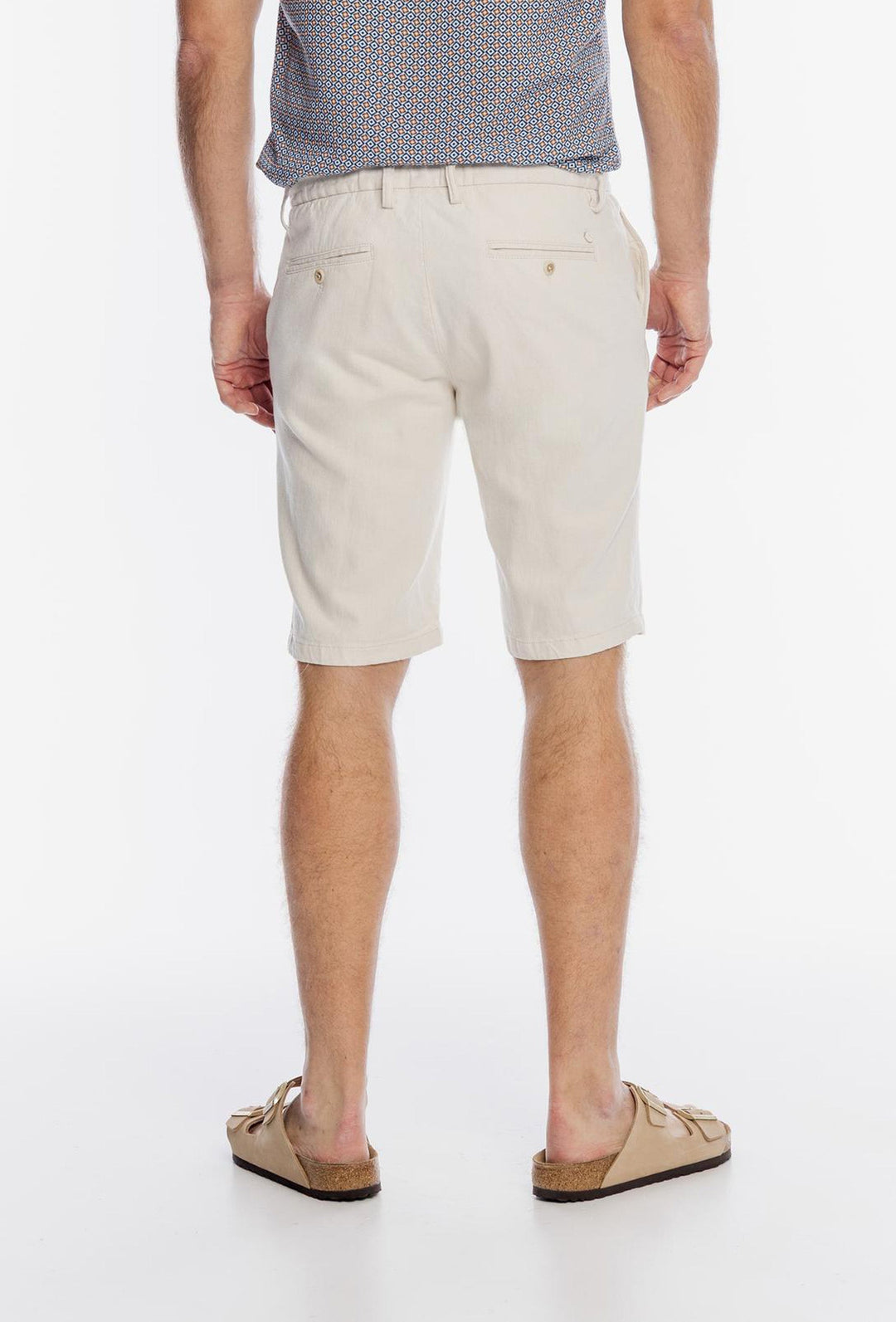 Alberto Beige Linen Bermuda Shorts with Drawstring