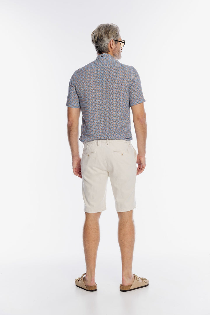 Alberto Beige Linen Bermuda Shorts with Drawstring