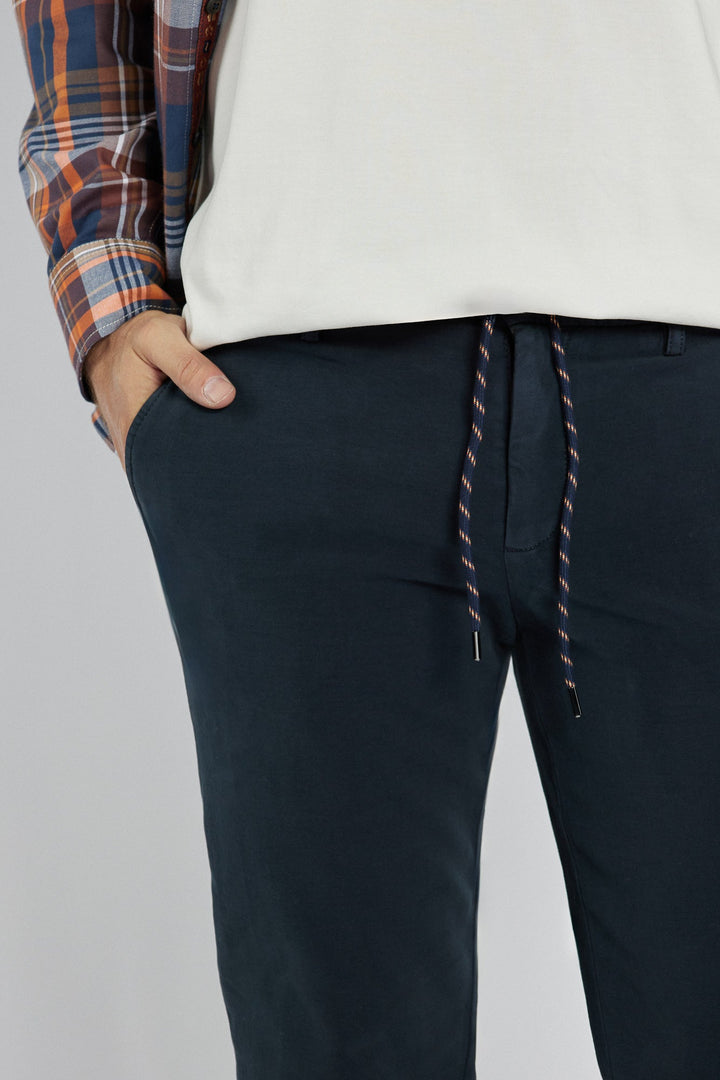 Men's Navy Trousers with a Comfortable Sporty Drawstring