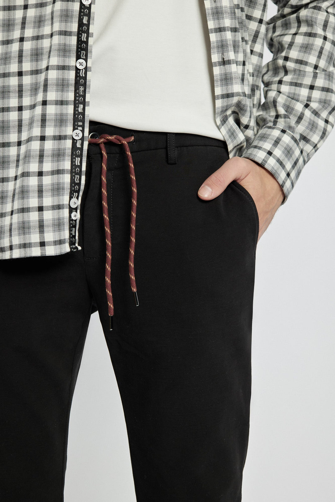 Men's Black Trousers with a Sporty Drawstring Waist