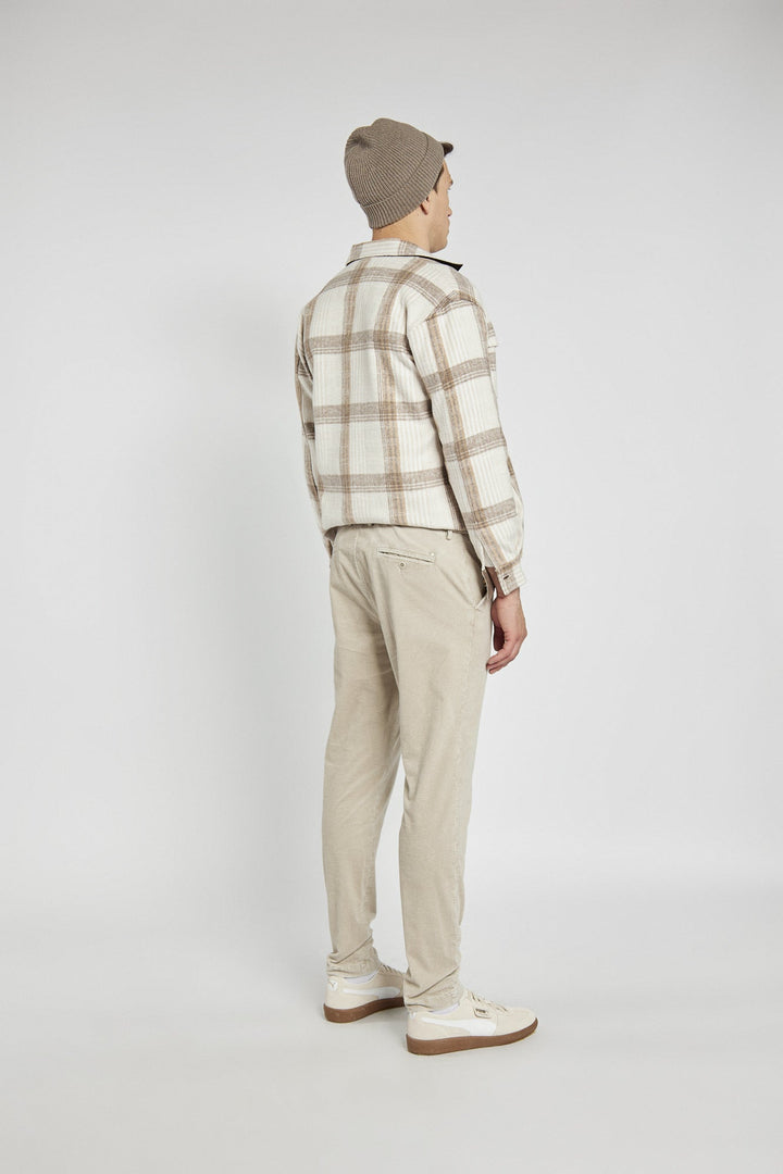 Comfortable Men's Beige Trousers with a Decorative Drawstring