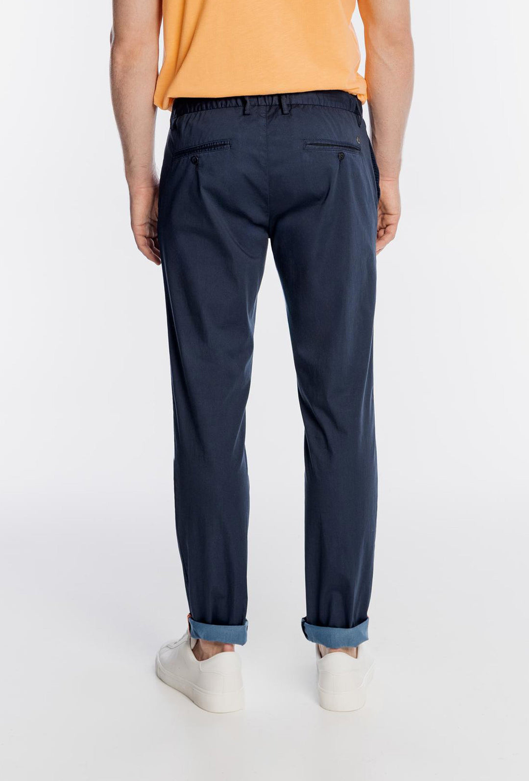 Alberto Navy Trousers with Light Blue Drawcord