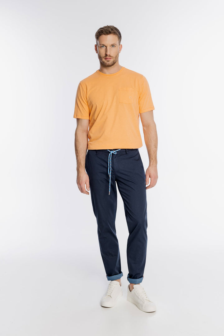 Alberto Navy Trousers with Light Blue Drawcord