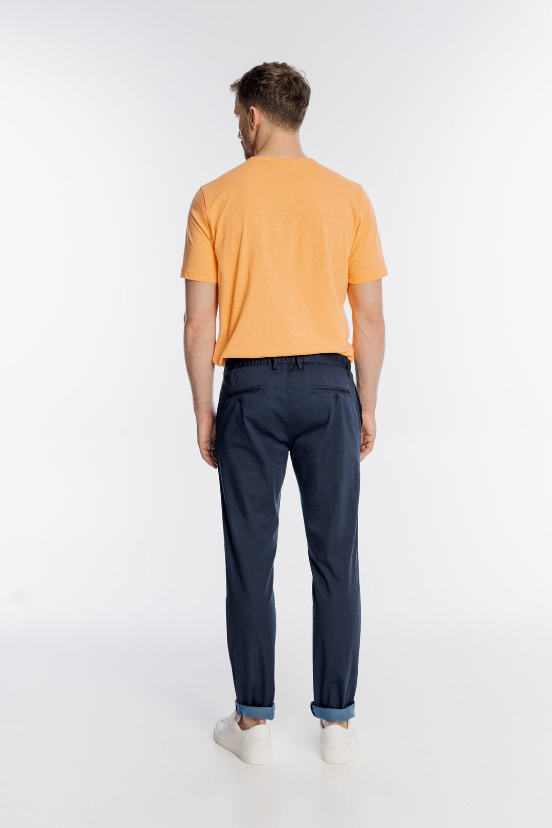 Alberto Navy Trousers with Light Blue Drawcord