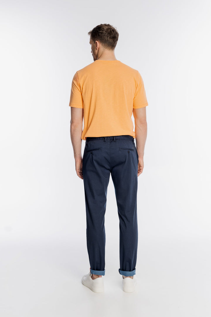 Alberto Navy Trousers with Light Blue Drawcord