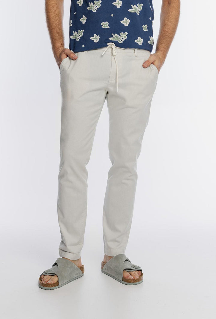 Alberto Men's Beige Chinos with Drawstring