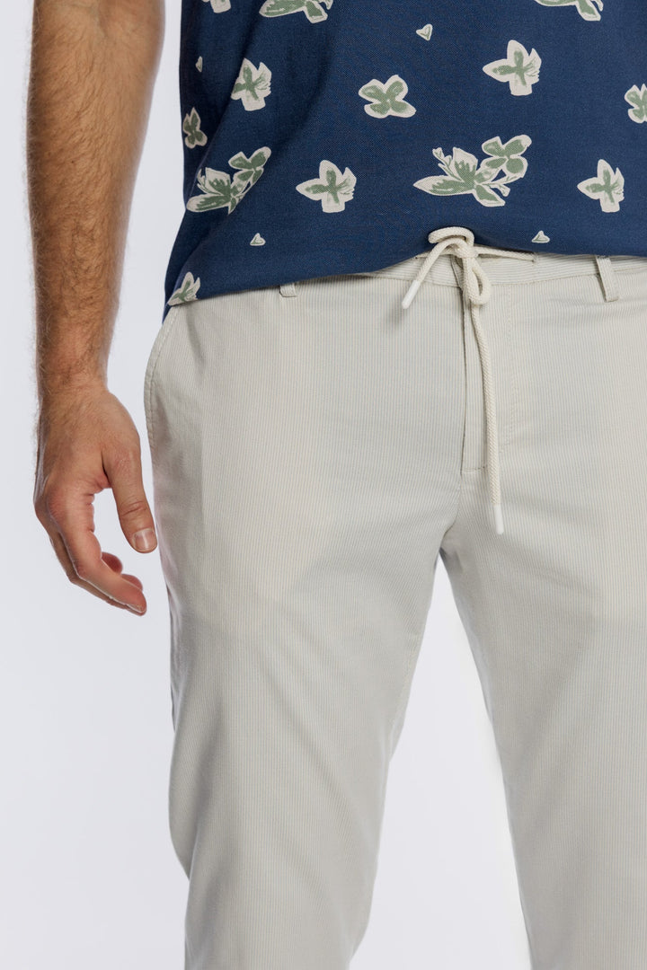 Alberto Men's Beige Chinos with Drawstring