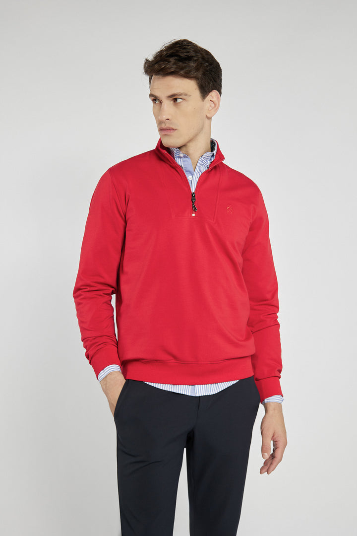 Men's red Campione sweatshirt with zipper