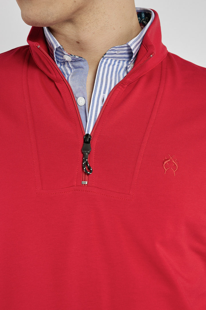 Men's red Campione sweatshirt with zipper